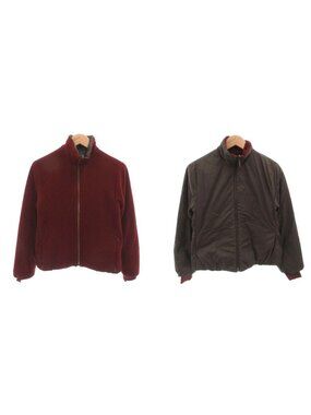 Moncler Jacket Reversible Fleece Zip Up XS Red Gray